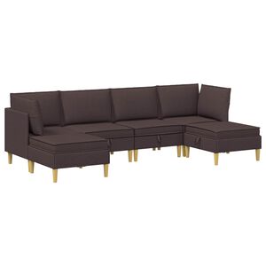 vidaXL Canap&eacute; modulaire avec rangement 6 pc Marron fonc&eacute; Tissu