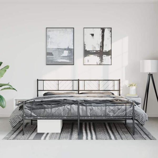 vidaXL Cadre de lit métal sans matelas avec pied de lit noir 183x213cm