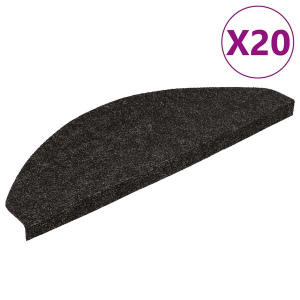 vidaXL Tapis d'escalier auto-adh&eacute;sifs 20 pcs noir 56x17x3 cm