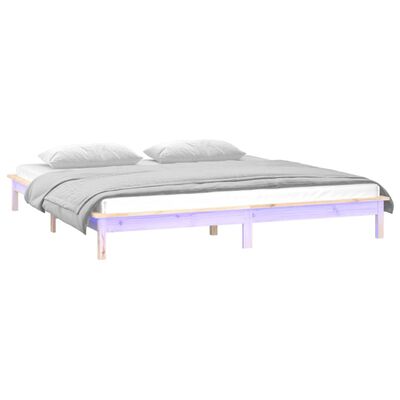 vidaXL Cadre de lit à LED 200x200 cm bois massif