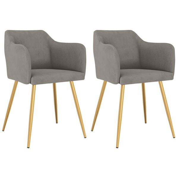 vidaXL Chaises &agrave; manger lot de 2 Gris clair Velours