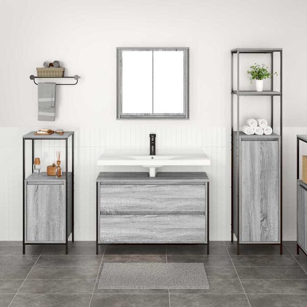 vidaXL Ensemble de mobilier de salle de bain 3 pcs Gris Sonoma