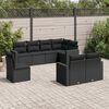 vidaXL Salon de jardin 8 pcs avec coussins noir r&eacute;sine tress&eacute;e