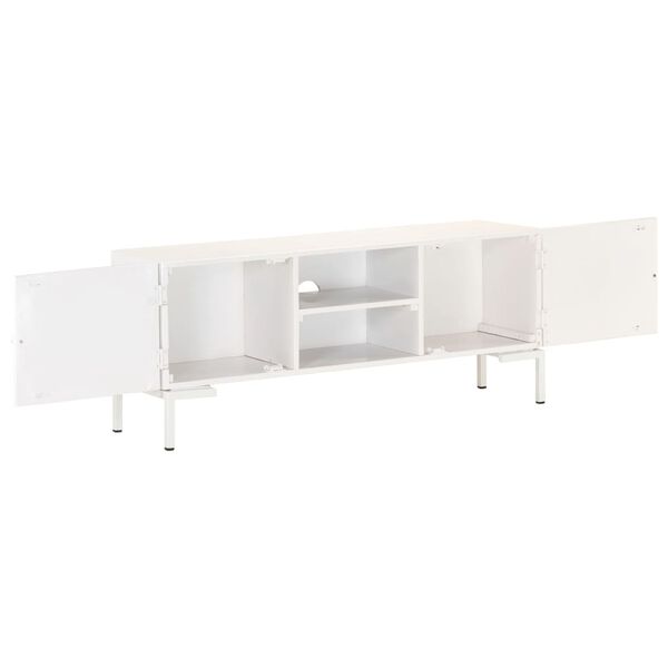 vidaXL Meuble TV Blanc 115x30x46 cm Bois massif de manguier