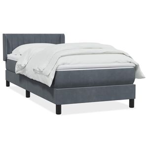 vidaXL Sommier &agrave; lattes de lit et matelas gris fonc&eacute; 90x210 cm velours