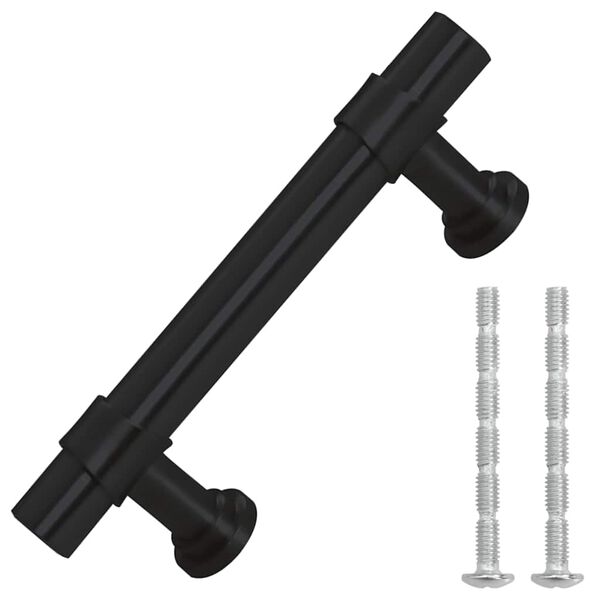 vidaXL Poign&eacute;es d'armoire 10 pcs noir 64 mm acier inoxydable