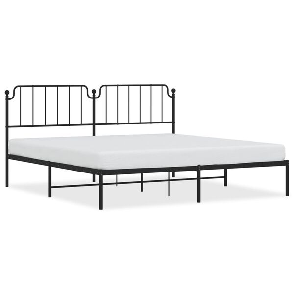 vidaXL Cadre de lit m&eacute;tal sans matelas avec t&ecirc;te de lit noir 200x200cm