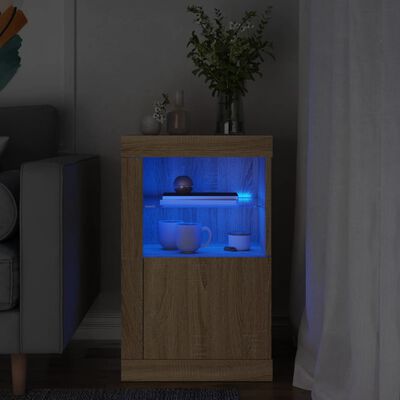 vidaXL Armoire latérale avec lumières LED chêne sonoma