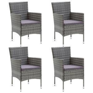 vidaXL Chaises &agrave; manger de jardin lot de 4 R&eacute;sine tress&eacute;e Gris