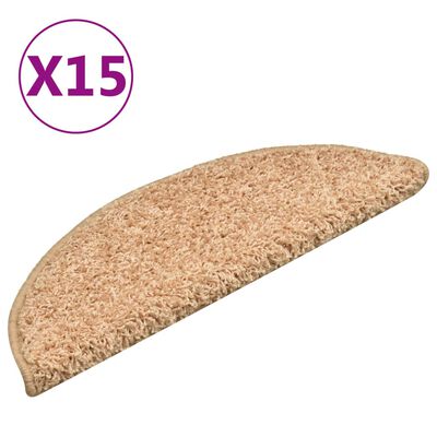 vidaXL Tapis de marches d'escalier 15 pcs Doré 56x17x3 cm