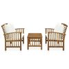 vidaXL Salon de jardin 3 pcs avec coussins Bois d'acacia massif