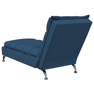 vidaXL Chaise longue avec coussins bleu tissu