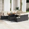 vidaXL Ensemble de canapé de jardin 9 pcs Noir Poly rotin