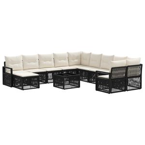 vidaXL Ensemble de canap&eacute; de jardin 12 pc Noir polyrotin