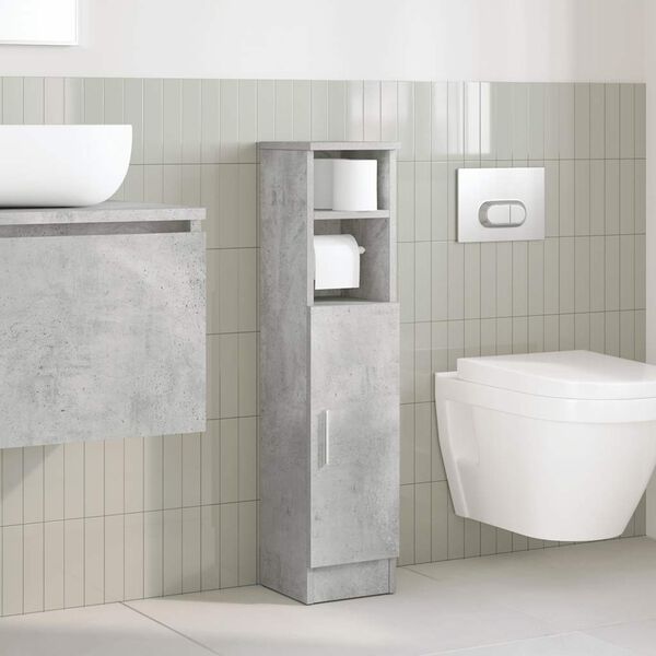 vidaXL Meuble de salle de bain avec porte-rouleau gris béton