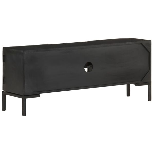 vidaXL Meuble TV Noir 115x30x46 cm Bois massif de manguier