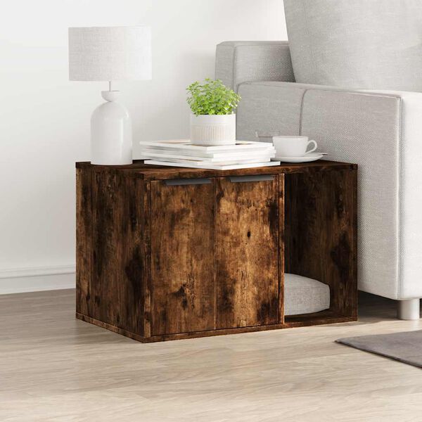 vidaXL Meuble de bac &agrave; liti&egrave;re pour chat ch&ecirc;ne fum&eacute; bois d'ing&eacute;nierie