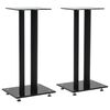 vidaXL Support haut-parleur 2pc Verre tremp&eacute; Design 2 colonnes Noir