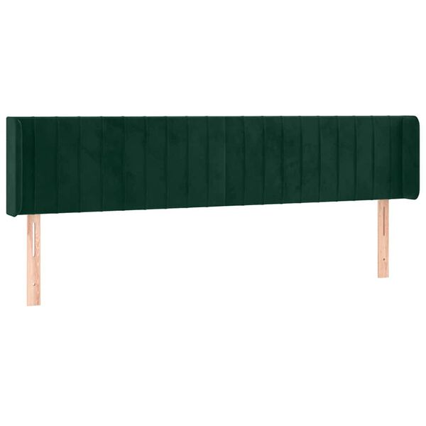 vidaXL T&ecirc;te de lit &agrave; LED Vert fonc&eacute; 163x16x78/88 cm Velours