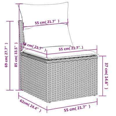 vidaXL Salon de jardin avec coussins 3 pcs marron résine tressée