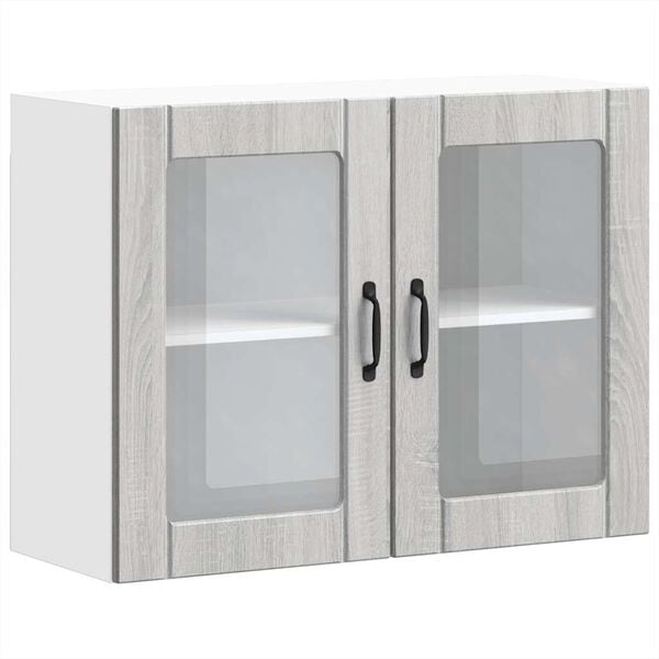 vidaXL Armoire murale de cuisine avec porte vitr&eacute;e "Lucca" Bois d'ing&eacute;nierie Sonoma gris
