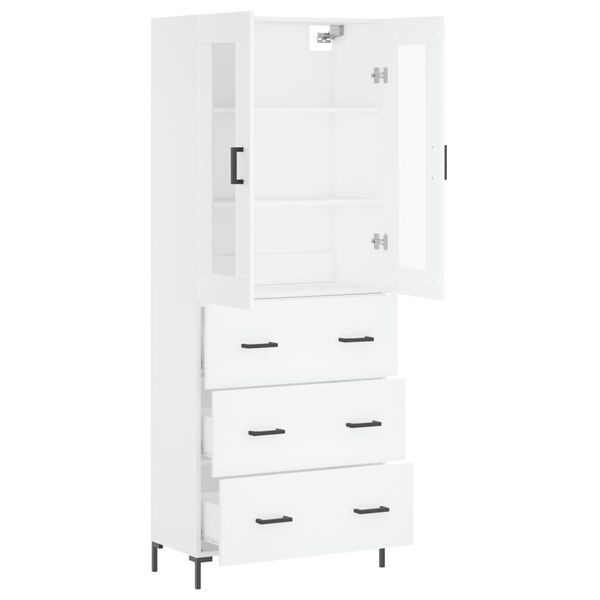 vidaXL Buffet haut Blanc 69,5x34x180 cm Bois d'ing&eacute;nierie