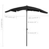 vidaXL Parasol de jardin avec m&acirc;t 200x130 cm noir