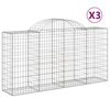vidaXL Paniers &agrave; gabions arqu&eacute;s 3 pcs 200x50x100/120 cm fer galvanis&eacute;
