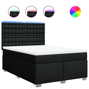 vidaXL Sommier &agrave; lattes de lit avec matelas Noir 140x200 cm Tissu