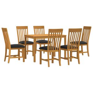 vidaXL Ensemble de salle &agrave; manger 7 pc Noir Bois de ch&ecirc;ne massif