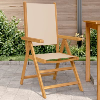 vidaXL Chaises de jardin lot de 2 beige bois d'acacia massif et tissu