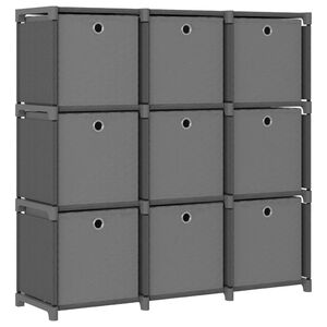 vidaXL &Eacute;tag&egrave;re &agrave; 9 cubes avec bo&icirc;tes Gris 103x30x107,5 cm Tissu