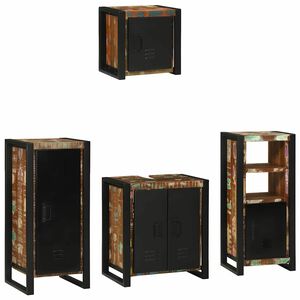 vidaXL Ensemble de mobilier de salle de bain 4 pc Multicolore et noir