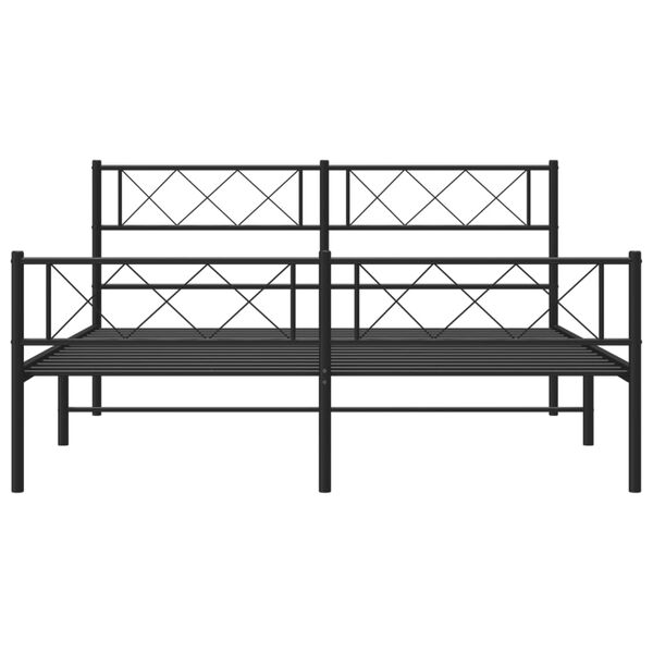 vidaXL Cadre de lit m&eacute;tal sans matelas avec pied de lit noir 160x200cm