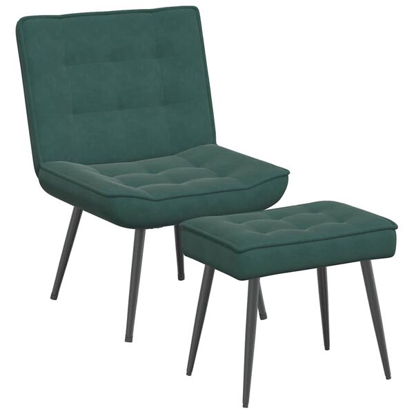 vidaXL Chaise de relaxation avec tabouret Vert fonc&eacute; Velours