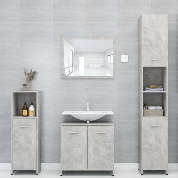 vidaXL Ensemble de meubles de bain 3 pcs Gris b&eacute;ton Bois d'ing&eacute;nierie