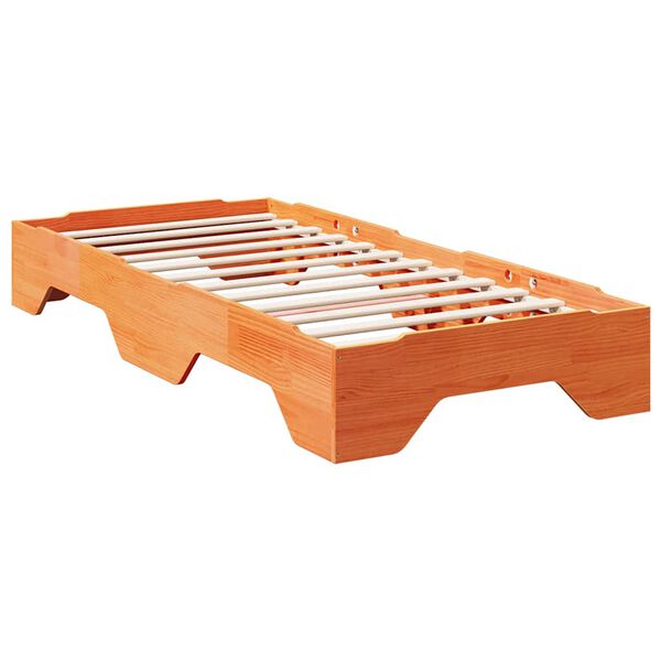 vidaXL Cadre de lit sans matelas empilable cire marron 90x190 cm