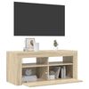 vidaXL Meuble TV avec lumières LED chêne sonoma 90x35x40 cm