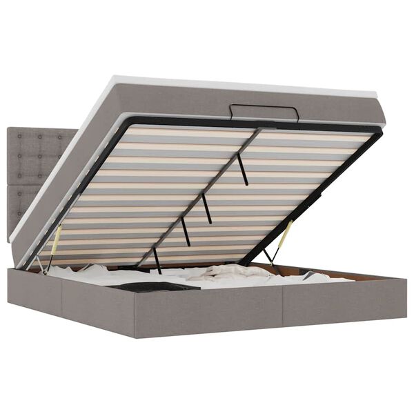 VidaXL Cadre de lit ottoman avec matelas taupe 180x200 cm tissu