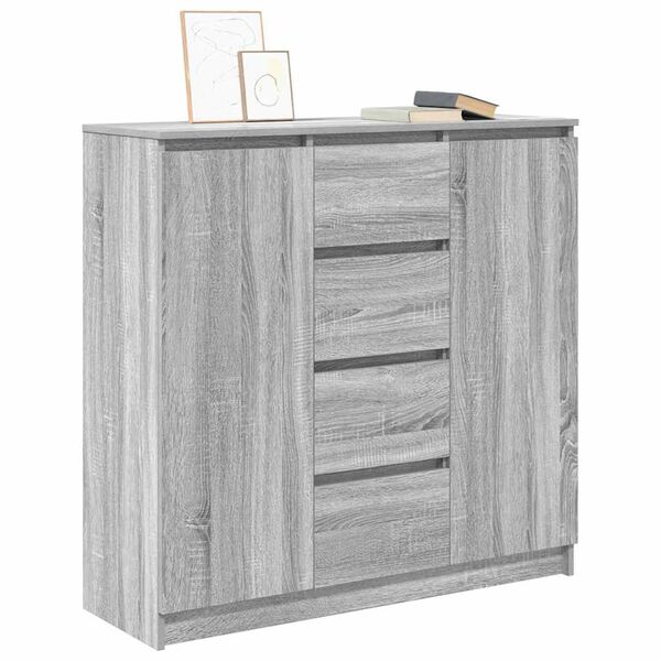 vidaXL Buffet et tiroirs sonoma gris 100,5x35x98,5cm bois d'ing&eacute;nierie