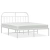 vidaXL Cadre de lit m&eacute;tal sans matelas et t&ecirc;te de lit blanc 150x200 cm