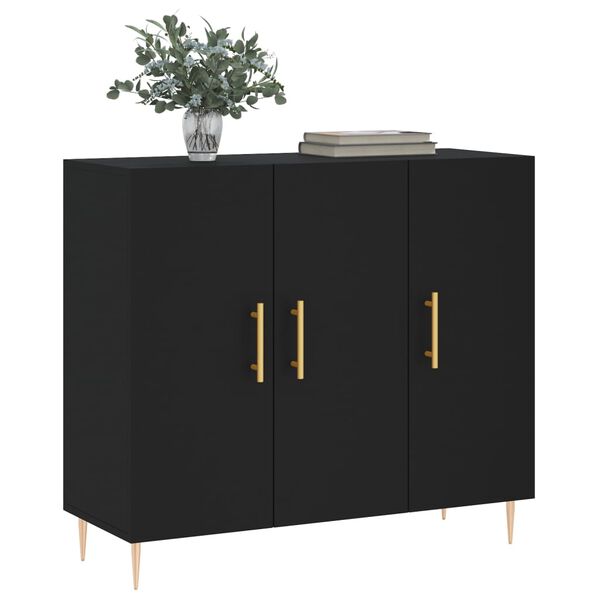 vidaXL Buffet noir 90x34x80 cm bois d'ingénierie