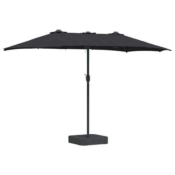 vidaXL Parasol de jardin Noir 385 x 209 x 244 cm tissu
