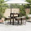 vidaXL Ensemble de bar de jardin avec coussins 7 pcs marron poly rotin