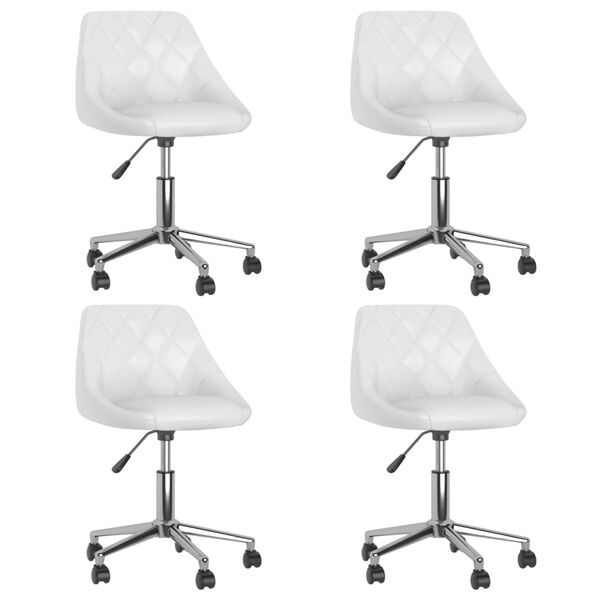 vidaXL Chaises pivotantes &agrave; manger lot de 4 Blanc Similicuir