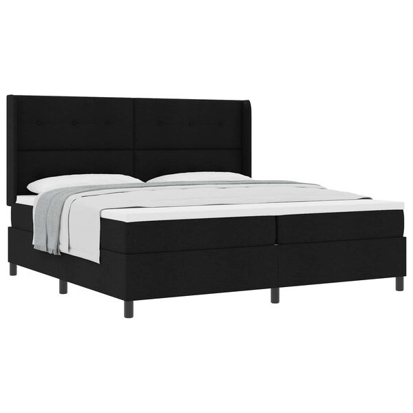 vidaXL Lit &agrave; ressorts avec matelas Noir 200 x 200 cm tissu