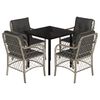 vidaXL Ensemble &agrave; manger de jardin et coussins 5 pcs gris clair rotin