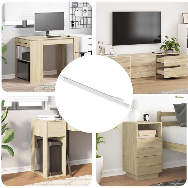 vidaXL Glissi&egrave;re de tiroir 49 pcs Blanc Acier