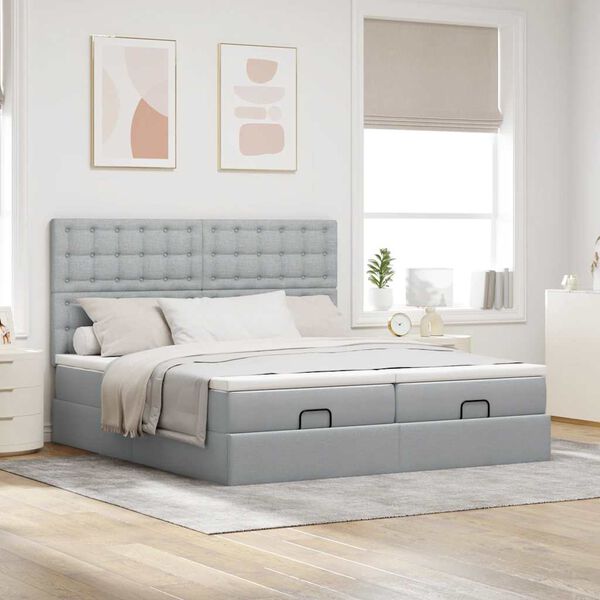 VidaXL Cadre de lit ottoman et matelas gris clair 160x200cm tissu