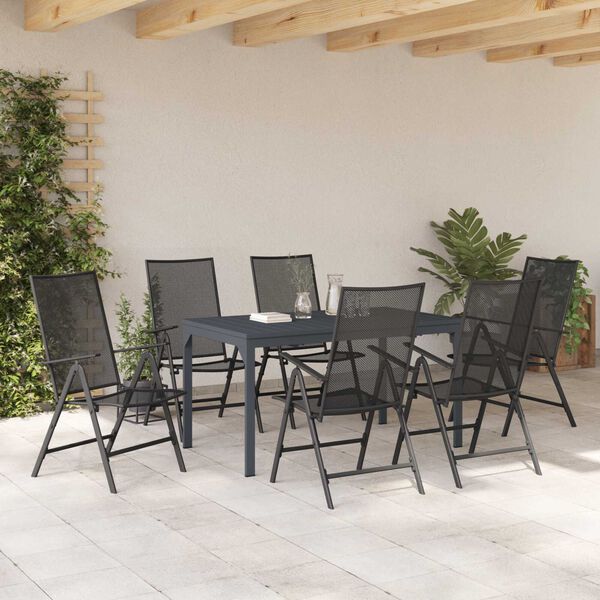 vidaXL Ensemble de salle à manger pour jardin 7 pcs Anthracite Acier
